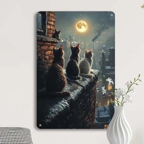 Blechschild katzen schauen auf - katzen,
