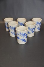 6 Steingut Salzglasur Becher Weinbecher grau-blau Höhe ca. 9,5 cm