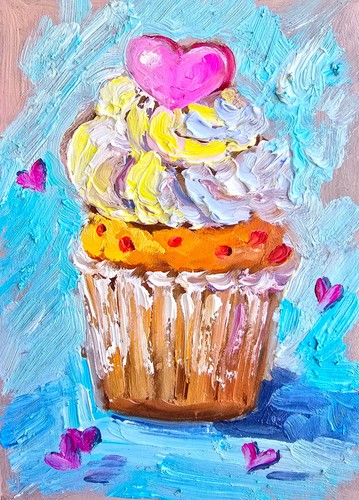 Muffin mit rosa herz - mit,