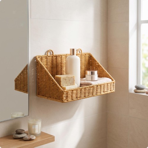 Wandkorb aus rattan geflochten