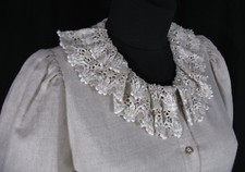 ALPHORN Spitze Dirndlbluse LEINEN Tracht Bluse Landhaus Hemd Mittelalter Vintage