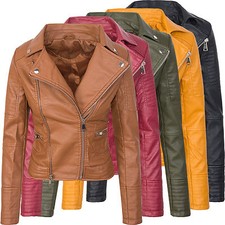 Designer Damen Kunstleder Jacke Übergangs Jacke Lederoptik Bikerjacke D-287 NEU