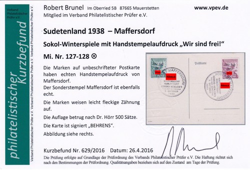 Sudetenland minr 127 128 - sudetenland:, 127-128