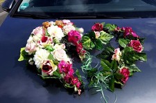 Herz Hochzeit Deko Brautauto Autoschmuck Hochzeitsauto Strauß Kunstblumen LAV 6