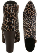 Stiefelette Stiefel Damen Schuhe Leder in Leo-Dessin Weite F 38 39 42 Neu