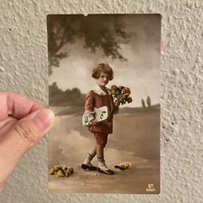 Postkarte ALT 1926 Melitta Pralinenschachtel-Mädchen Geburtstag Bubikopf Kind AK