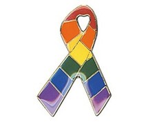 Schleife Pin - Anstecker Regenbogen - Solidarität Ansteck-Pin - Rainbow Schleife