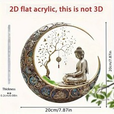 Sonnenfänger spirituell Meditation Zen Fensterbild Buddha Baum Mond Acryl 20cm 