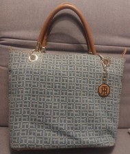 Tommy Hilfiger Tasche Damen blau/hellbraun mit Logo Muster