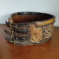Alter Zirm Gürtel Leder Stickerei Trachtengürtel Mannsgurt Ranzen Volkskunst