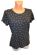 C&A Shirt M 38 kurzarm schwarz weiß Vögel Muster T-Shirt Damen