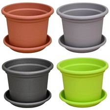 4 Farben 12 Größen Blumentopf mit Untersetzer Töpfe Blumenkübel Topf Blumentöpfe