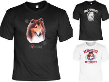 Collie Motiv T-Shirt - Hunderassen Langhaar Collie Hund Zeichnung / Lassie Motiv