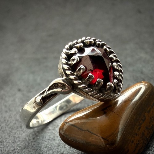 Vintage herz ring granat 835 - vintage,