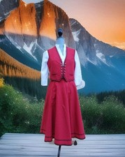 Edles Damen Kostüm Helen Straßer Gr.40 3Tl.Rock Weste Bluse Rot/weiß Oktoberfest