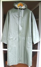 Regenmantel Gummimantel PVC Weichfolie+Kapuze - Damen Herren Size 54/56 Vintage