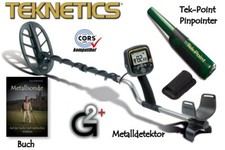 Metalldetektor Profi-Set mit Teknetics G2+  mit Tek-Point Pinpointer und Buch