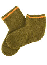 Wollsocken, gehäkelt, grün-gelb