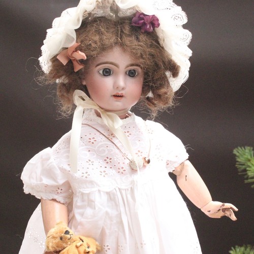 Jumeau puppenkleid mit haube - puppenkleid,