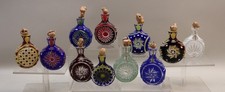 11 x Snuffbottle Böhmen Glas mit feinem Schliff in vielen Farben - S5