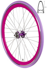 REDONDO 28 Zoll Hinterrad Singlespeed Fixie Laufrad Felge Purple + Reifen
