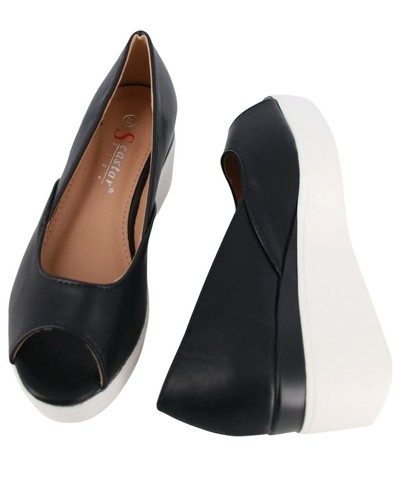 Schwarze plateau pumps mit - plateau-pumps,