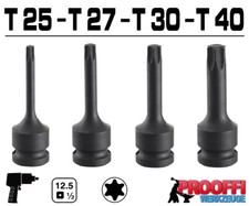 4 x TORX Kraft Schlagschrauber Stecknuss T25 T27 T30 T40 Nuss T-Profil Lang