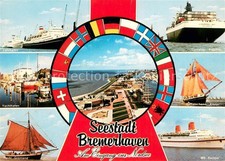 Bremerhaven Yachthafen Faehrhafen Container-Frachter Yacht-Groenland