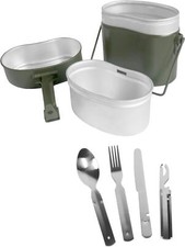 Bundeswehr Essgeschirrset Bund Essbesteck BW Aluminium Kochgeschirr Camping Set