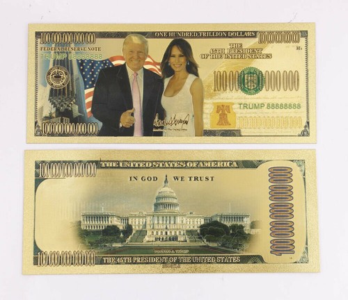 Gold plated banknote - plated, trump