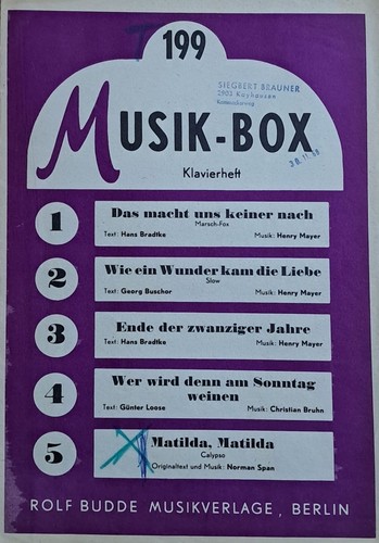 Musik box 199 klavierheft - musik,