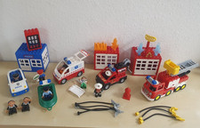 (D33)  Lego Duplo Rettungskräfte Polizei Feuerwehr Krankenwagen Polizeiauto