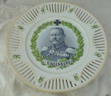 antiker Porzellan Teller Hindenburg 1914 Eisernes Kreuz WW1