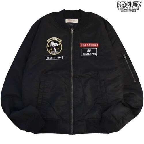 Snoopy jacke l schwarz - snoopy, ma-1