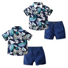Baby Jungen Sommer Bekleidung Set Kurzarm Hemd + Baumwolle Shorts Kurz Hose Set