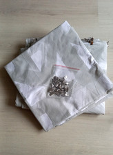 Gardinen für Vorzelt grau-weiß gemustert 100% Baumwolle (Set 8 Vorhänge + Clips)