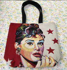 Handtasche Shopper mit Audrey Hepburn Motiv, rot, Materialmix