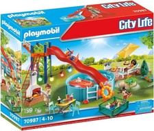 PLAYMOBIL City Life 70987 Poolparty mit Rutsche, Mit Lichteffekt, Spielzeug für