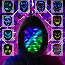 Halloween LED-Maske mit Gestenerkennung,LED-Beleuchtete Party Mask für Kostüm
