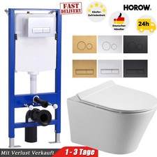Hänge Wand WC mit -Superspin Einloch Spülkasten + Vorwandelement Drückerplatte