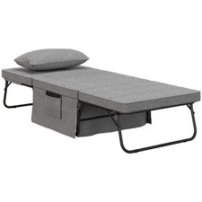 4-in-1 Klappbett Sessel Ottomane Liege 5-Stufen Höhenverstellbar Reisebett Grau