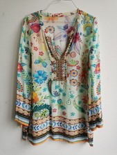 Open End Tunika Bluse Viskose weiß gemustert 36