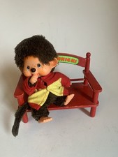 alter Monch Chichi Monchichi auf Mon Cchichi Bank aus Holz Vintage Sammler