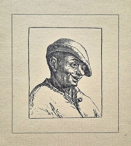 Alte lithographie lachender - lithographie,,