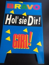 seltene alte Reklame/Werbe/Kiosk-Tafel/Schild f. "Bravo"-Magazin/Zeitschrift