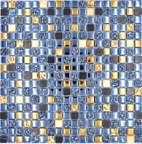 Schwarz gold mosaikfliesen - schwarz,