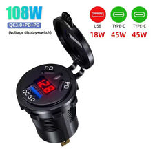 12–24 V USB-Autoladegerät-Buchse QC3.0 und PD USB C Schnelllade-Steckdosen-Rot