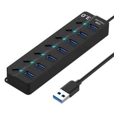 USB 3.0 Hub 7-Port Splitter – High-Speed Adapter für PC, Laptop & Notebook
