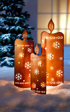 Licht-Deko "Kerzen" Gartendeko Lichterkette Deko Rost Antik-Finish Metall 53cm