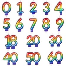 KUCHEN KERZEN REGENBOGEN - Zahlen Kerze Deko Geburtstag Jubiläum Kinder Party 